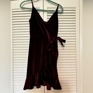 She + Sky Red Velvet Mini Dress